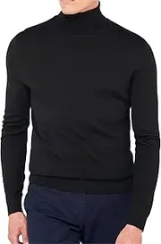 [Qolkmuiy-GJ] Men's Solid High Neck Knitted Sweater Slim Fit Turtleneck Sweaters Knitted Lightweight Pullover Tops