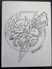 Original AC/DC ANGUS YOUNG art by cartoonist Greg Panneitz