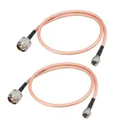 Low Loss RF Coaxial Cable Coax Wire RG-142 N Male to Mini UHF Male 60cm 2pcs