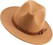 [Holibanna] Elegant Fedora Cap in Caramel Men's Women's Classic Jazz Hat for Special Events