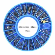 120Pcs/pack Assorted Stainless Steel Dental Conical Screw Posts Kits Cross Head