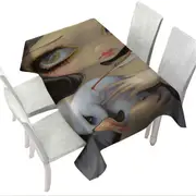 My Albatross Sad Art Painting Girl and Albatross Tablecloth