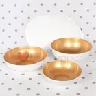 NEW Tupperware Allegra White and Gold set of 3 Bowls with Seals Stunning