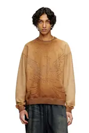 [Diesel] Diesel - Faded sweatshirt with devoré Phoenix logo - Sweaters - Man - Brown M Brown