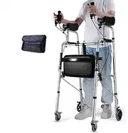Folding Forearm Armrest Walker,Walker For Seniors With Armrest,Standard Walker Foldable, Height Adjustable, Aluminum Alloy Rehabilitation Auxiliary Walker With Wheels