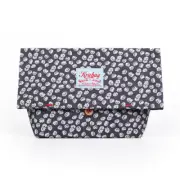 Kravitz Krabag Cotton Eco Zipper Clutch Bag Black White Flower Pattern CH2-5802