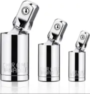 3PCS Impact Universal Joint Swivel Socket Adapter Set 1/4 3/8” 1/2 Drive 360°