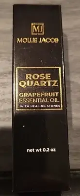 Mollie Jacob Rose Quartz Grapefruit Essential Oil Roller with Healing Stones NIB