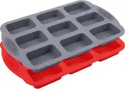 2 Pack Silicone Mini Bread Loaf Pan Non-Stick Mini Muffin Pan for Mini Bread