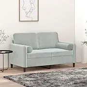 Decorative Velvet Throw Pillows Set of 2 - Light Grey 15x50 cm - Soft Couch and Bed Pillows with Removable Covers for Home Decor, Sofa, Living Room