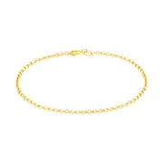 9ct Yellow Gold Silver Filled 27cm Round Belcher 50 Gauge Anklet