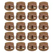 0.7x0.8" Cord Locks, 100 Pack Double Hole Spring End Toggle Stopper, Dark Khaki