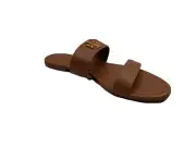 Tory Burch Everly Two Band Flat Sandal Size 9 Color Royal Tan Calf Leather