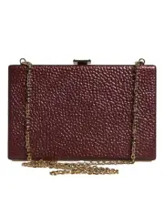 Dolce & Gabbana Metallic Clutch Bag Chain Strap Women Maroon