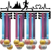 CREATCABIN Running Medal Hanger Display Sports Medal Holder Over 60+ Medals Award Iron Holder Rack Frame Wall Mounted Hanging for Medalist Runner Gymnastics Marathon Athlete Gift 15.7 x 5.9 Inch
