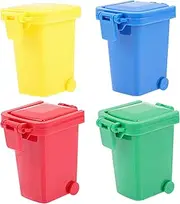 KONTONTY Boys and Girls' Learning Bin Set 4pcs Small Garbage Push Mechanism Sensory Toys for Infants Develop Sorting Skills