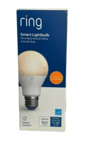 Ring - A19 Wi-Fi Smart LED Bulb - 60w Equivalent - White (Bridge Required)