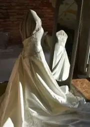 CHAMPAIGN Wedding DRESS ivory Veil, wedding Dress, bride size 14