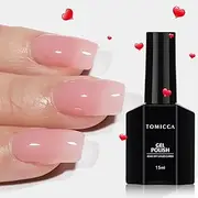 TOMICCA Gel-Nail-Polish Milky Pink,15ml Soak Off UV LED Jelly Nude Gel-Polish for Manicure Nail DIY Salon