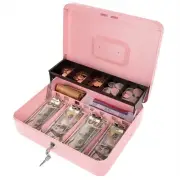 Cash Box with Money Tray and Key Lock, Money Box with Safe Locking, Money Sav...