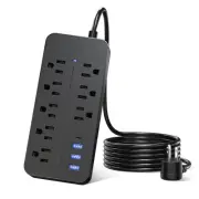 Power Strip Surge Protector with 8 Outlets & 3 USB Ports & 1 Type-C Port (5V/...