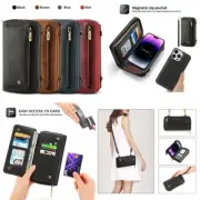 For iPhone 15 14 Pro Max 13 12 11 Leather Wallet Case Card Bag Crossbody Strap*