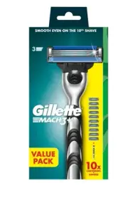 Gillette Mach3+ Value Pack Razor Handle with 10 Cartridges New Sealed Free Post