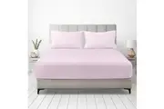 LINENOVA Hotel Quality Bed Fitted Sheet All Size Choice (Light Pink)