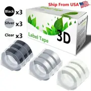(3Clear+3Silver+3Black) LabelTape Fit For Dymo 20008 Dymo 1595GY Label Makers