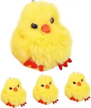[Baluue] 4pcs Plush Chick Keychain Cute Hanging Ornament for Bags Unique Cartoon Key Decor present for Personalizing Keys and Accessories