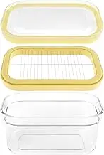 Butter Slicer Cutter Box Stainless Steel with Lid Butter Cutting Case Butter Container Transparent Removable Butter Keeper Case with Good Sealing Portable Sealed Butter Container for Fridge Storage