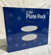 Black Iron Cupcake Cake Pie Holder Double Rack 2 Tier Stand Snowflake Plates