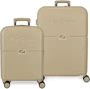 [Pepe Jeans] Accent Luggage Set Black 55/70 cm Rigid ABS Integrated TSA Closure 116L 6.7 kg 4 Double Wheels Hand Luggage by Joumma Bags, Black/White