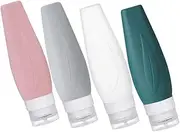 LIFKOME Travel Size Bottles Set 4pcs Lotion Packing Bottles Empty Containers for Shampoo Conditioner Body Wash Silicone