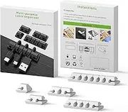 Cable Organizer Clips Cord Holder - 5 Packs Self Adhesive Cable Management for USB Cable/Power Cord/Wire, Car and Desk, Home and Office (7-5-3-2-1 Slots) Black Cord Organizer (White)