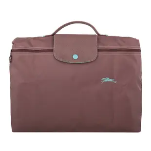 LONGCHAMP Le pliage 系列綠繡馬logo 可摺疊公事包(沙粉色)M號