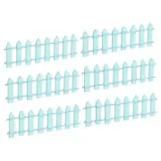 6pcs Miniature Garden Fence 3.9 Inch Mini Ornament Wood Picket Fence Light Blue