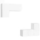 4-Piece Set Wall TV Cabinet Wooden Entertainment Unit Stand Storage Shelf White