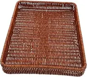 Woven Vegetable And Fruit Basket Flat Serving Weaving Plate Food Display Tray Natural Style Bread Serving Basket For Tabletop And Picnic Use