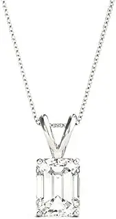 [Generic] Customize Jewel IGI 1.0 Carat Emerald Cut Lab Created Diamond Solitaire Pendant In 14k White Yellow Rose Gold For Women,G-VS1, Medium, Gemstone, Created Diamond