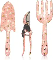 MYMULIKE Garden Tool Set, 3 Pieces Garden Tools with Print, Ideal Garden Gifts for Women for Garden Lovers, for Bonsai Tool, Plant, Potted Flowers