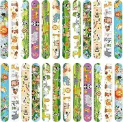 50 Pcs Slap Bracelets Wristbands Animals Colorful Snap Bracelet Bulk Animals Print Snap Bands for Classroom Prizes Birthday Party Favors Supplies Exchanging Gifts