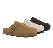 EVERAU® Adjustable Buckled Straps Slip-on Flat Sandal Slides Mason - Chestnut / AU Ladies 10 / AU Men 8 / EU 41
