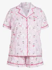 NEW PETER ALEXANDER BICHON FRISE DOG SHORTIE SET PJ TOP SHORTS PINK 3+ 24-26