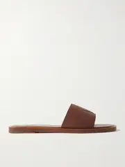 [Christian Louboutin] Christian Louboutin - Cl Logo-embossed Leather Slides - Tan - IT39 IT 39 Brown