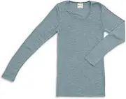 [Engel] Women's Long Sleeve Virgin Wool Silk Classic Vest, Mountain Blue, 8-10