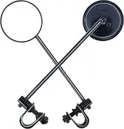 WTZMOTO Universal Motorcycle Mirrors Mini Round Bike Mirror for Handlebar Clamp Diameter 22.2mm / 25.4mm Available Mount, Compatible with Harley SR400 Bike Bicycle E-bike Scooter (Black）