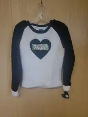 XOXO Girls Long Sleeve Faux Fur Sweatshirt sz L (14/16) Vanilla Sky & Black