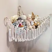 Stuffed Animal Toy Hammock Macrame with light, Corner Toy Corner Hammock Organizer Display Holder Net for Hanging Stuff Animals