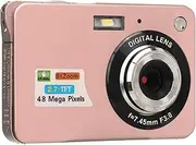 Digital Camera, 4K 48MP 8X Zoom Vlogging Camera, 2.7 Inch Screen HD Video Rechargeable Digital Camera for Photography with Fill Light for Students Teens Adults Girls Boys (Pink)